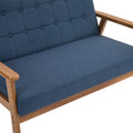 Coolmore Mid Century Modern Solid Loveseat Sofa Upholstered Linen Loveseat, 2 Seat Upholstered Loveseat Sofa Modern Couch Navy Linen 2 Seat