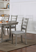 Gray Color Dining Chairs Padded Seat Set Of 2Pc Side Chair Ladder Back Kitchen Dining Room Wire Brushed Finish Gray Dining Room Classic,Modern,Transitional Dining Chairs Rubberwood Ladder Back Set