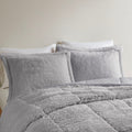 Ombre Shaggy Long Fur Comforter Mini Set Twin Grey Polyester