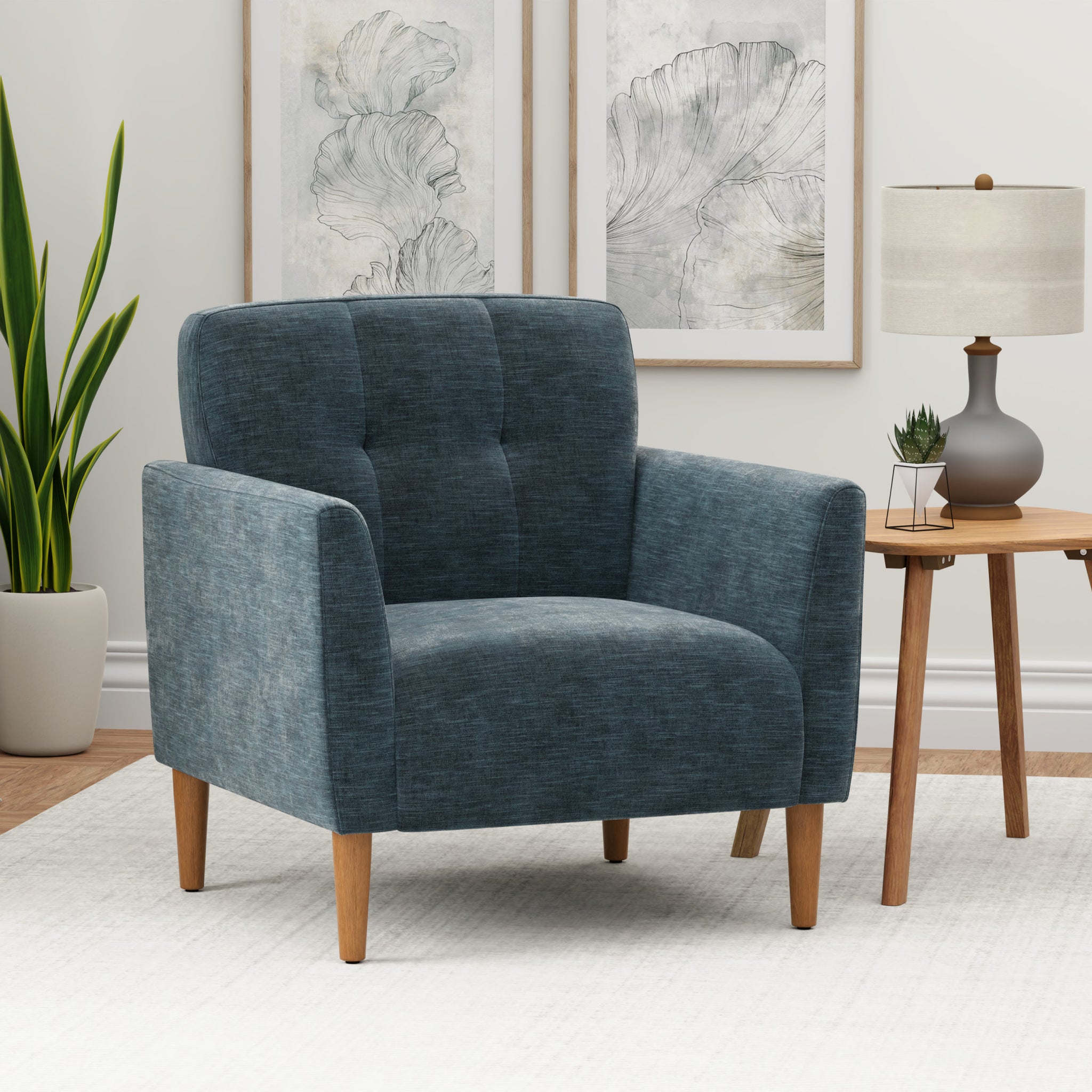 Joanne Blue Accent Chair Blue Foam Engineered Wood