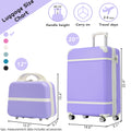 20 In Hardside Luggage With Cosmetic Case2 Piece Lightweight Suitcase Set With Spinner Wheels, Carry On Vintage Luggage,Purple Purple Abs