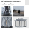 Outsunny 12' X 12' Pop Up Canopy Tent With Netting And Carry Bag, Instant Sun Shelter With 137 Sq.Ft Shade, Tents For Parties, Height Adjustable, For Outdoor, Garden, Patio, Gray Gray Steel