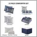 12 Piece Comforter Set With Cotton Bed Sheets Navy Cal King California King Navy Polyester