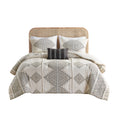 4 Piece Printed Comforter Set With Throw Pillow Black Ivory King Cal King King Black Ivory Polyester