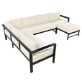 U Shaped Multi Person Outdoor Sofa Set, Suitable For Gardens, Backyards, And Balconies. White Seats 6 Aluminum