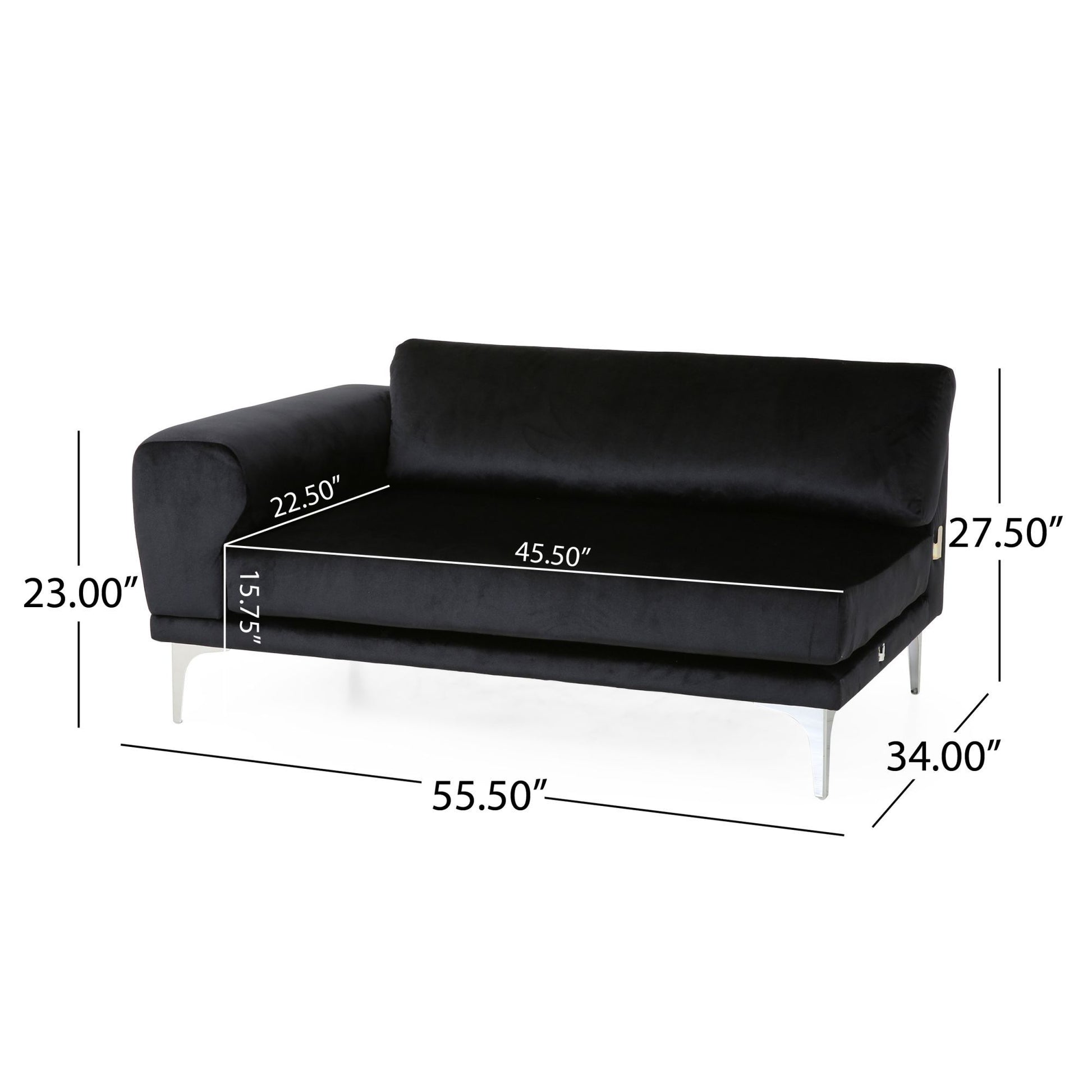 Luxurious Black Velvet 4 Seater Sofa With Ultra Soft Cushions, Metal Silver Legs Decor With Exquisite Craftsman, And Timeless Elegance, Perfect For Elevating Modern And Sophisticated Living Spaces Black Velvet Wood Primary Living Space Pillow Back Soft