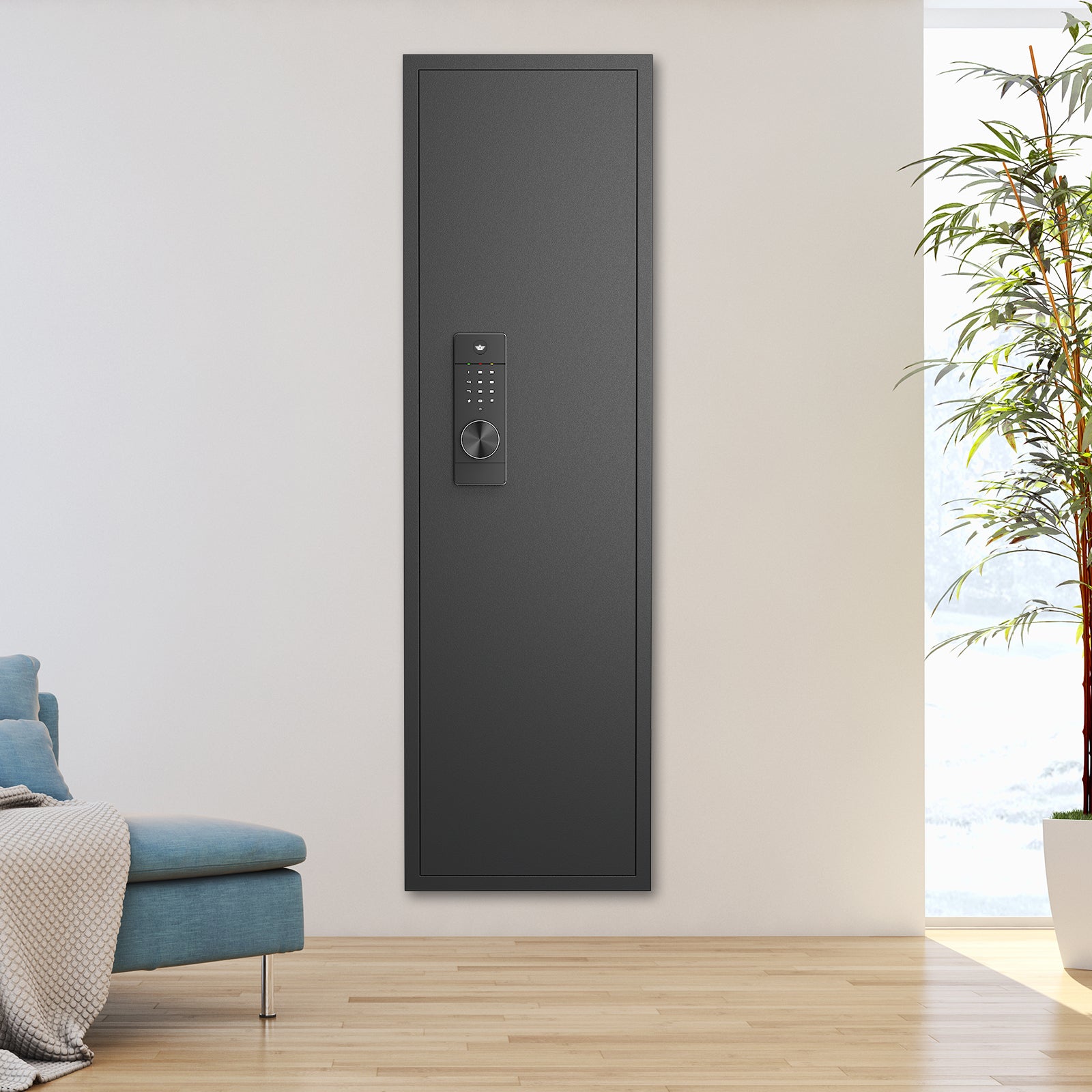 Didital Touch Panel In Wall Safe,Hidden Wall Safe For Rifles And Pistols With Adjustable Shelves,Assembled Storege Safe For Firearm And Valuables Black Digital Black Steel