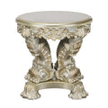Antique Gold End Table With Floral Legs Antique Gold Primary Living Space Round Wood Plastic Pedestal