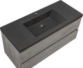 48'' Wall Hung Bathroom Vanity In Ash Gray With Black Top 24Vedi 48B 2 Grey Wall Mounted Plywood