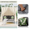 Outdoor Patio Sunbed With Curtains, High Comfort, Suitable For Multiple Scenarios Gray Beige Woven Rope