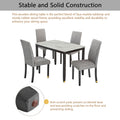 Faux Marble Dining Rectangular Table, 4 Person Wood Dining Table, White Dark Espresso Gray Upholstered Chair Faux Marble White Dark Espresso Gray Seats 4 Wood Dining Room Rectangular 4 Leg Rectangular Dining Table With Chair Mdf,Paper,Rubber Wood