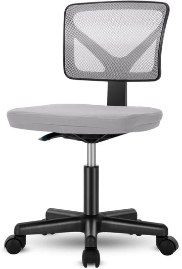 Low Back Mesh Armless Office Chair,Swivel Rolling Computer Chair No Arms With Lumbar Support, Grey Grey Metal
