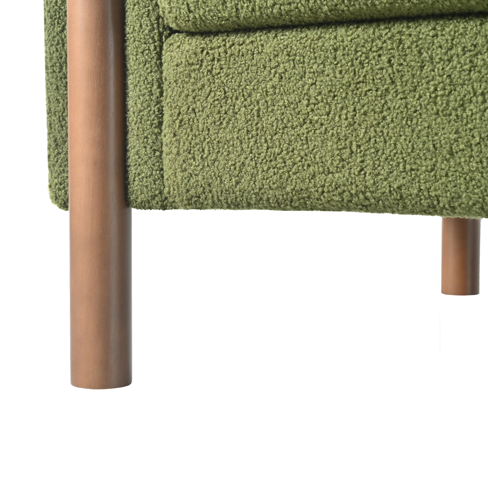 Oversized Accent Chair, Upholstered Living Room Chairs Single Sofa Chair With Walnut Legs, Curved Handrail, Green Green Teddy