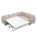 Arrived Sleeper Sofa, 2 In 1 Pull Out Couch Bed,6 Seater Sofa Bed, L Shaped Sleeper Sectional Sofa Couch,Riveted Sofa,104'' Large Combined Sofa Bed In Living Room, Beige Beige Polyester Wood Primary Living Space Medium Soft Cushion Back Modern Polyester