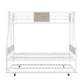 Twin Over Full Metal Bunk Bed With Trundle 2 Side Ladder And Full Length Guardrail, No Box Spring Needed, Large Under Bed Storage, Easy Assemble Full Brown White Mdf Metal