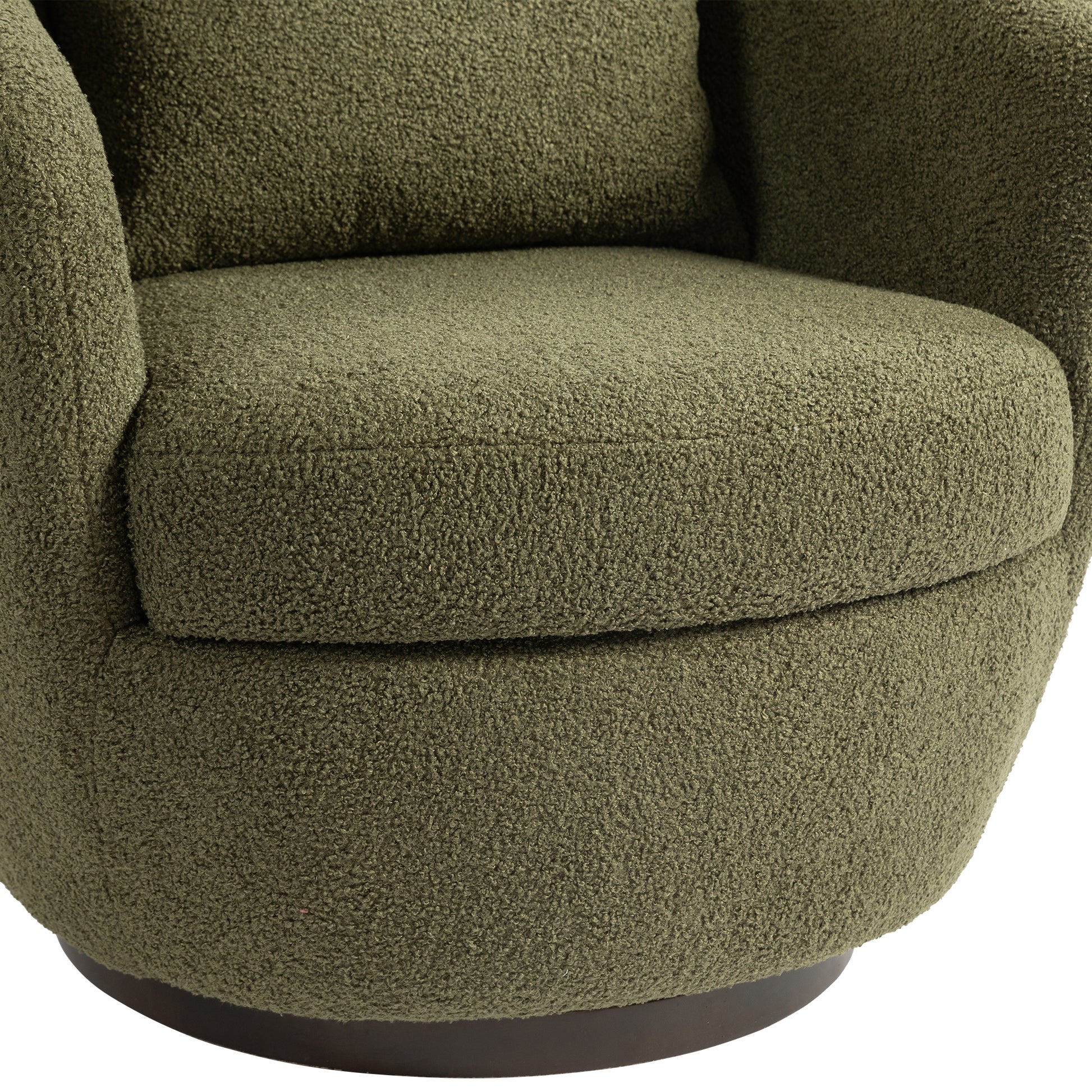 Upholstered Swivel Barrel Armchair With Storage Modern Living Room Side Chair For Bedroom Office Reading Spaces Teddy Fabric Dark Green Dark Green Foam Upholstered