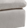 Ivory Ottoman With Removable Cushion Ivory Linen Primary Living Space Backless Solid Contemporary,Modern Square Armless Foam Linen
