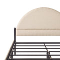 Modern Upholstered Curved Headboard Queen Bedframe Oatmeal Queen Oatmeal Metal Polyester