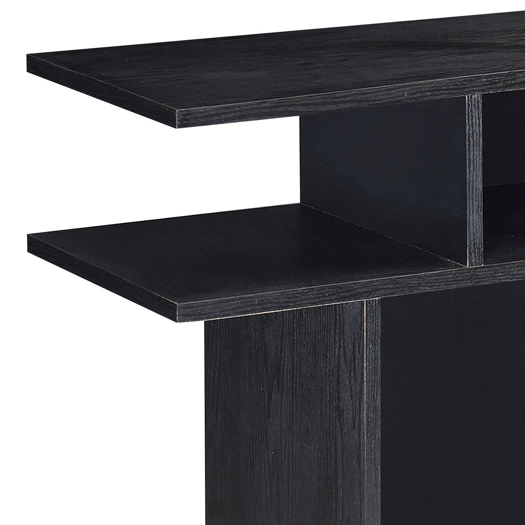 Black 2 Shelf Sofa Table Black Primary Living Space Contemporary Shelves Rectangular Wood