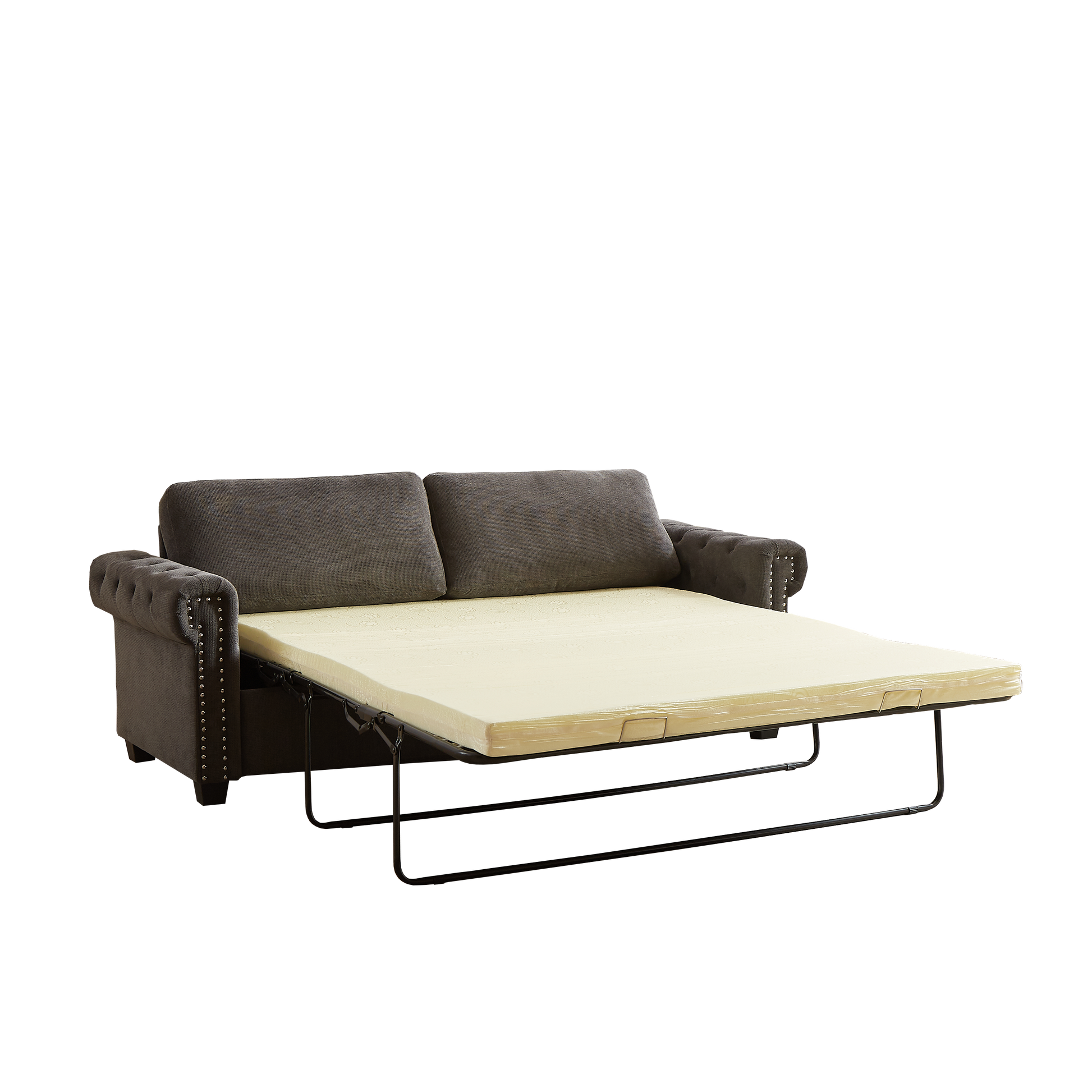 Fx 83.8" Convertible Sleeper Sofa Bed, 2 In 1 Pullout Sofa Bed, Polyester Sleeper Sofa Bed With Folding Mattress, Living Room Pullout Sofa Bed, Apartment Small Space Sofa Sleeper Gray Polyester Foam Fabric 3 Seat