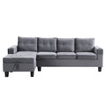 Sectional Sofa Set For Living Room With L Shape Chaise Lounge ,Cup Holder And Left Hand With Storage Chaise Modern 4 Seat Grey Grey Fabric 4 Seat