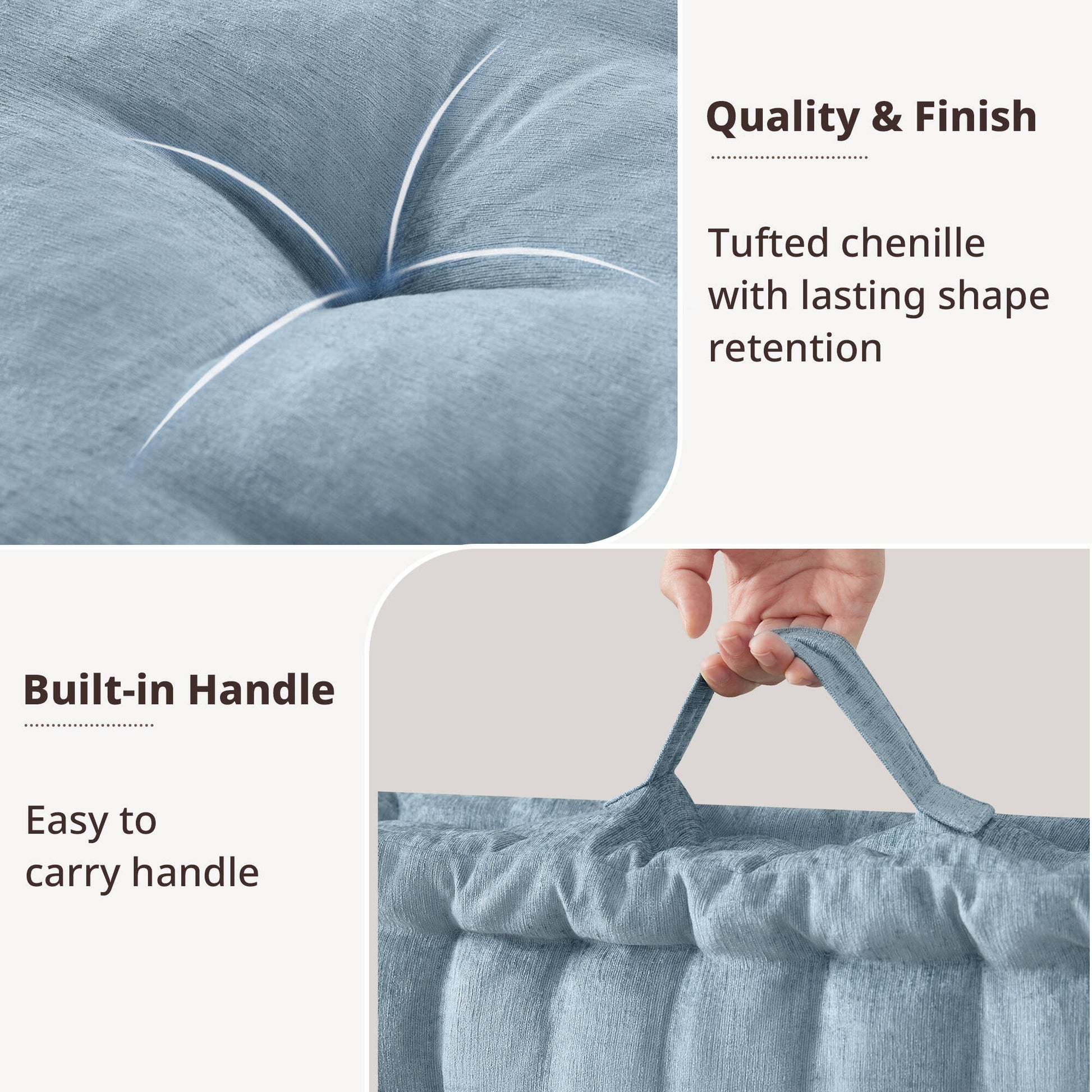 Poly Chenille Square Floor Pillow Cushion 24X24" Aqua Blue Polyester
