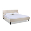 Aspen Vertical Tufted Headboard Platform Bed Set, King, Light Beige Linen Box Spring Not Required King Beige Wood Foam Linen Linen