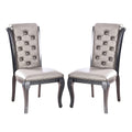Set Of 2 Faux Leather Upholstered Side Chairs In Gray Solid Grey Dining Room Rectangular Dining Chairs Set Of 2 Solid Wood Mdf