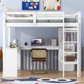 Twin Size Loft Bed With L Shaped Desk, Wardrobe And Storage Shelves, White Expected Arrival Time: 8.31 Box Spring Not Required Twin White Wood Bedroom Solid Wood Mdf