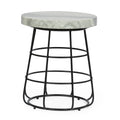 Side Table Black White Marble Metal