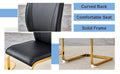 Luxury Simple Arch Chair Set Of 2 Black Pu Material High Resilience Dining Chair With Arched Metal Gold Leg. Black Gold Set Of 2 Metal,Pu