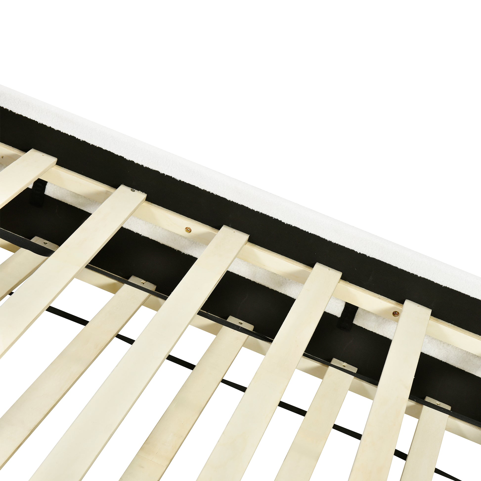 Full Size Upholstered Platform Bed With Led Frame, With Twin Size Trundle And 2 Drawers, Teddy Fleece, White White Fleece