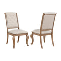 Set Of 2 Cream Fabric Upholstered Dining Chairs, Barley Brown Solid Cream Brown Dining Room Rectangular Dining Chairs Tufted Back Set Of 2 Fabric,Mdf