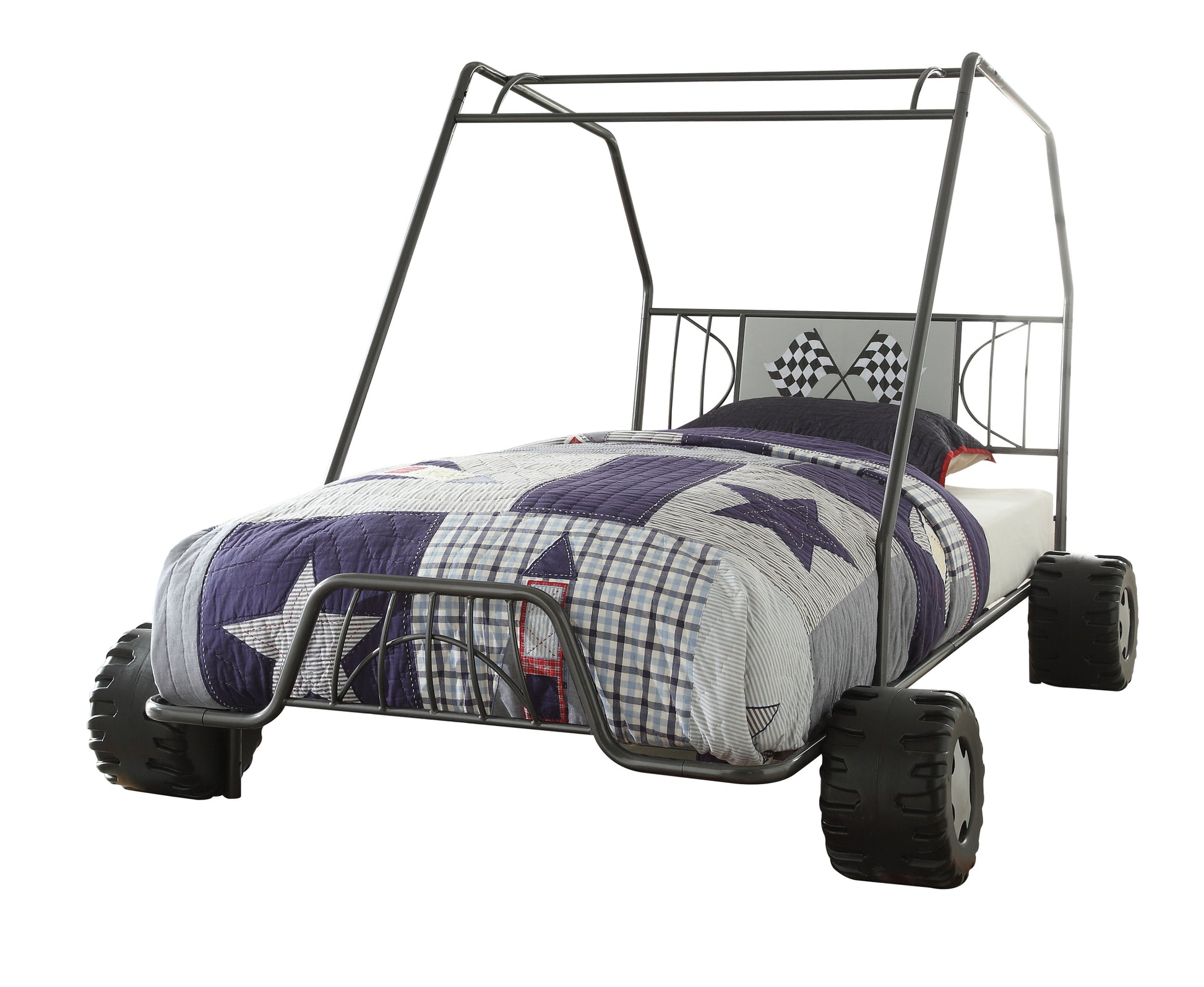 Gunmetal Twin Bed Box Spring Not Required Twin Gunmetal Metal Steel