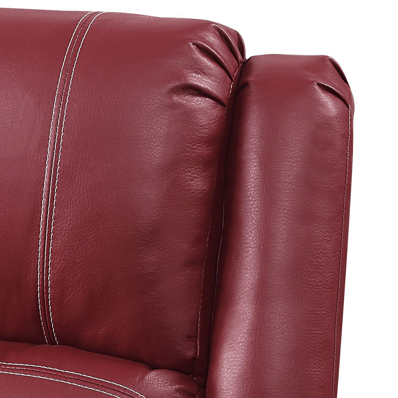 Red Power Recliner With Usb Port Red Faux Leather Power Push Button Wood Primary Living Space Pillow Back Push Button Eucalyptus Pillow Top Arms Faux Leather