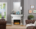 Wood And Mirror Electric Fireplace With Embedded Faux Crystals, Clear Clear Engineered Wood