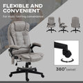 Homcom 6 Point Vibrating Massage Office Chair With Heat, Microfiber High Back Executive Office Chair With Reclining Backrest, Padded Armrests And Remote, Gray Grey Polyester