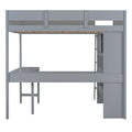 Full Size Loft Bed With Desk And Shelf Gray Full Gray Solid Wood