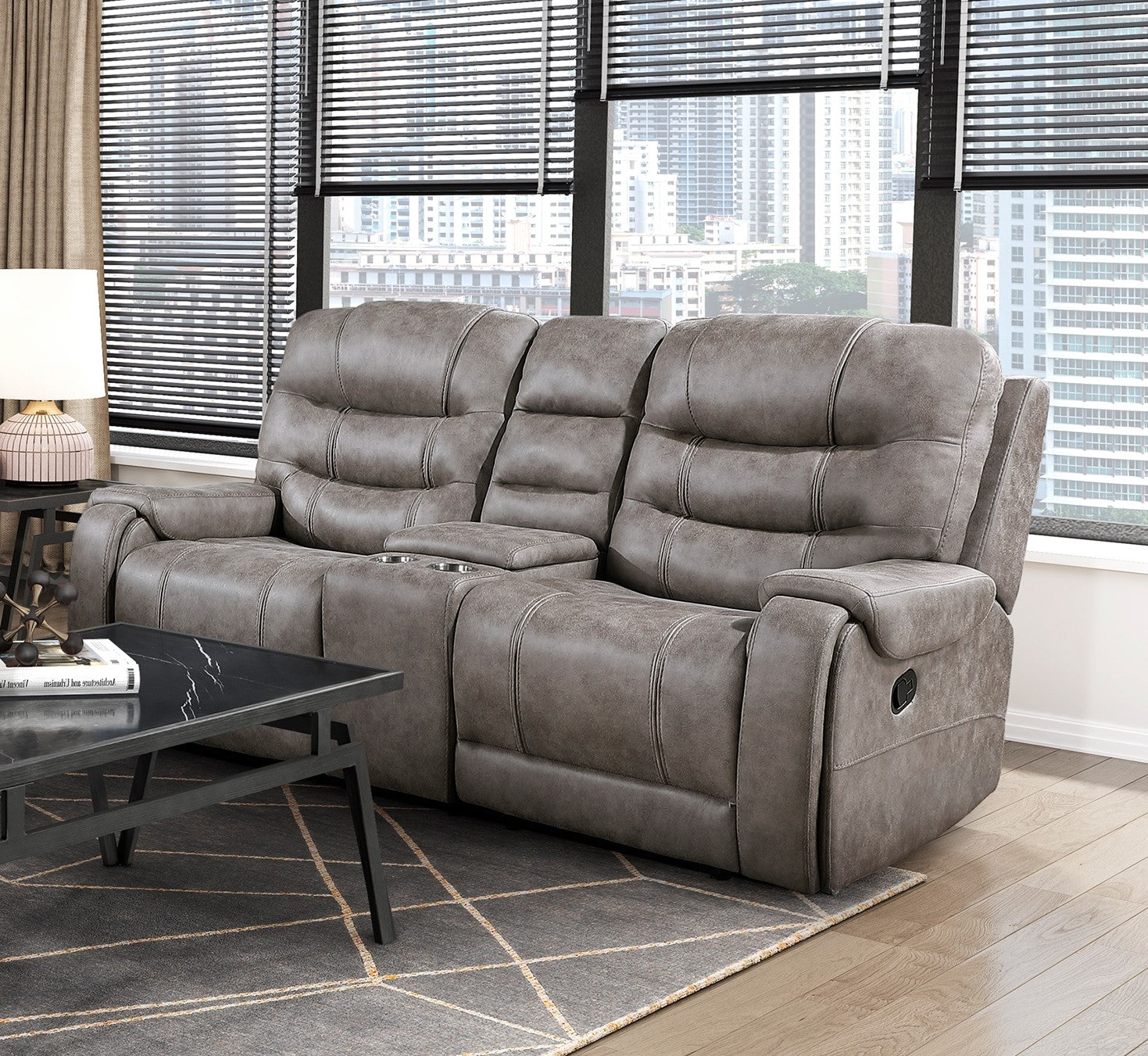 Grayish Brown Modern Reclining Sofa Set 2Pc Sofa Loveseat Plush Seating, Polished Microfiber Upholstery Solid Wood Frame Living Room Furniture Brown Gray Microfiber Wood Primary Living Space Modern Plywood,Solid Wood 5 Seat
