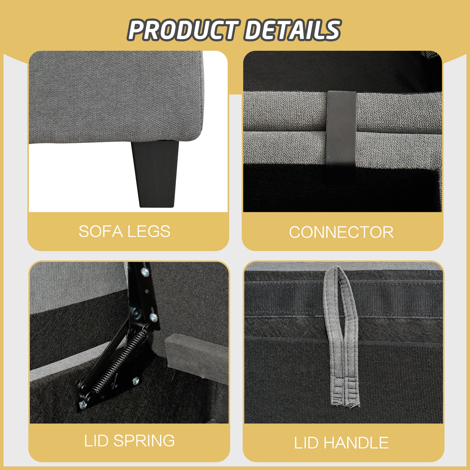 U Shaped Sectional Couch Convertible Sectional Couch With Double Chaise 6 Seat Sectional Sofa For Living Room Grey Fabric 6 Seat