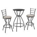 3 Bar Table And Chairs Set For Dining Room Industrial Counter Height Bar Chairs With Metal Back, Fabric Seat Black Dining Room American Design,American Traditional,Antique Metal