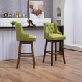 Coolmore Bar Stools Set Of 2 Counter Height Chairs With Footrest For Kitchen, Dining Room And 360 Degree Solid Wood Legs Swivel Bar Stools Set Of 2 Olive Linen Olive Foam Linen