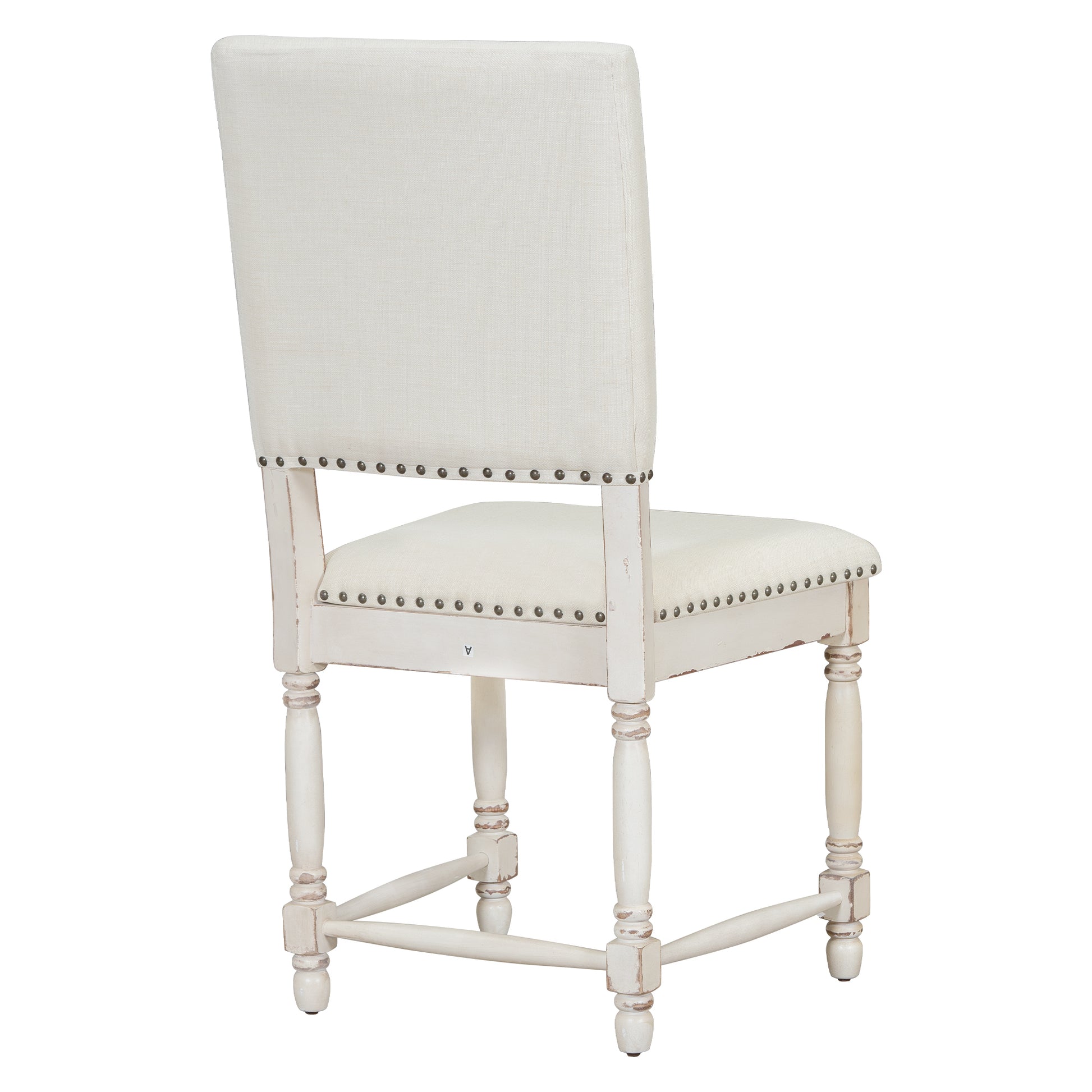 Vintage Traditional 2 Piece Upholstered Dining Chairs With Padded Backs, Cream Cream Dining Room Traditional Rubberwood Foam Rubber Wood