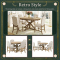 Functional Furniture Retro Style Dining Table Set With Extendable Table And 4 Upholstered Chairs For Dining Room And Living Room Natural Wood Wash Natural Wood Wash Solid Wood