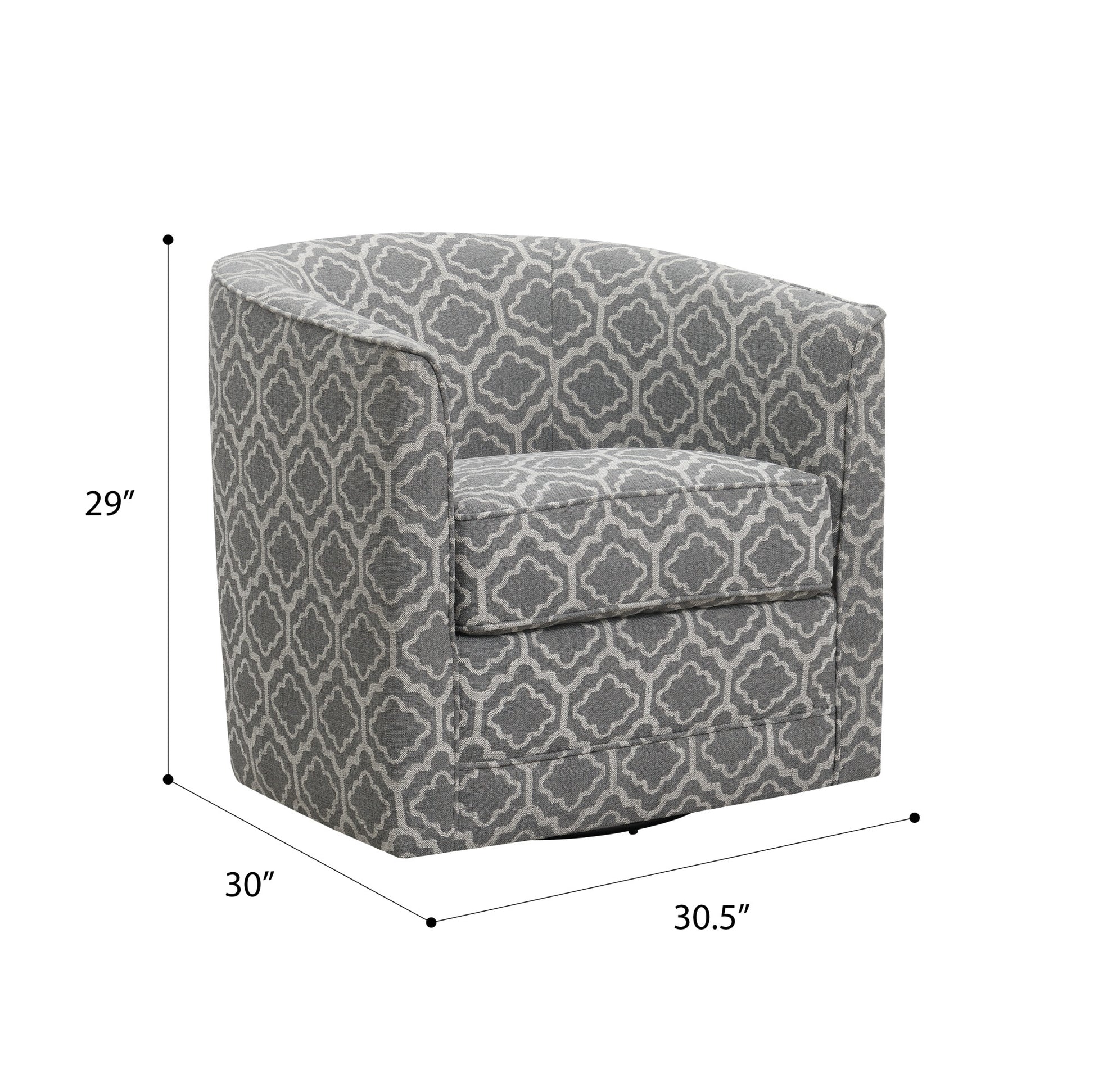 Little Gray Abstract Swivel Accent Chair Gray Foam Engineered Wood
