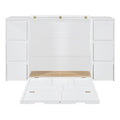 Twin Size Murphy Bed With Drawers, Cabinets And Usb Ports,White Twin White Mdf Lvl