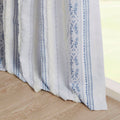 Poly Printed Curtain Panel With Tufted Stripe And Lining White Navy 50X95