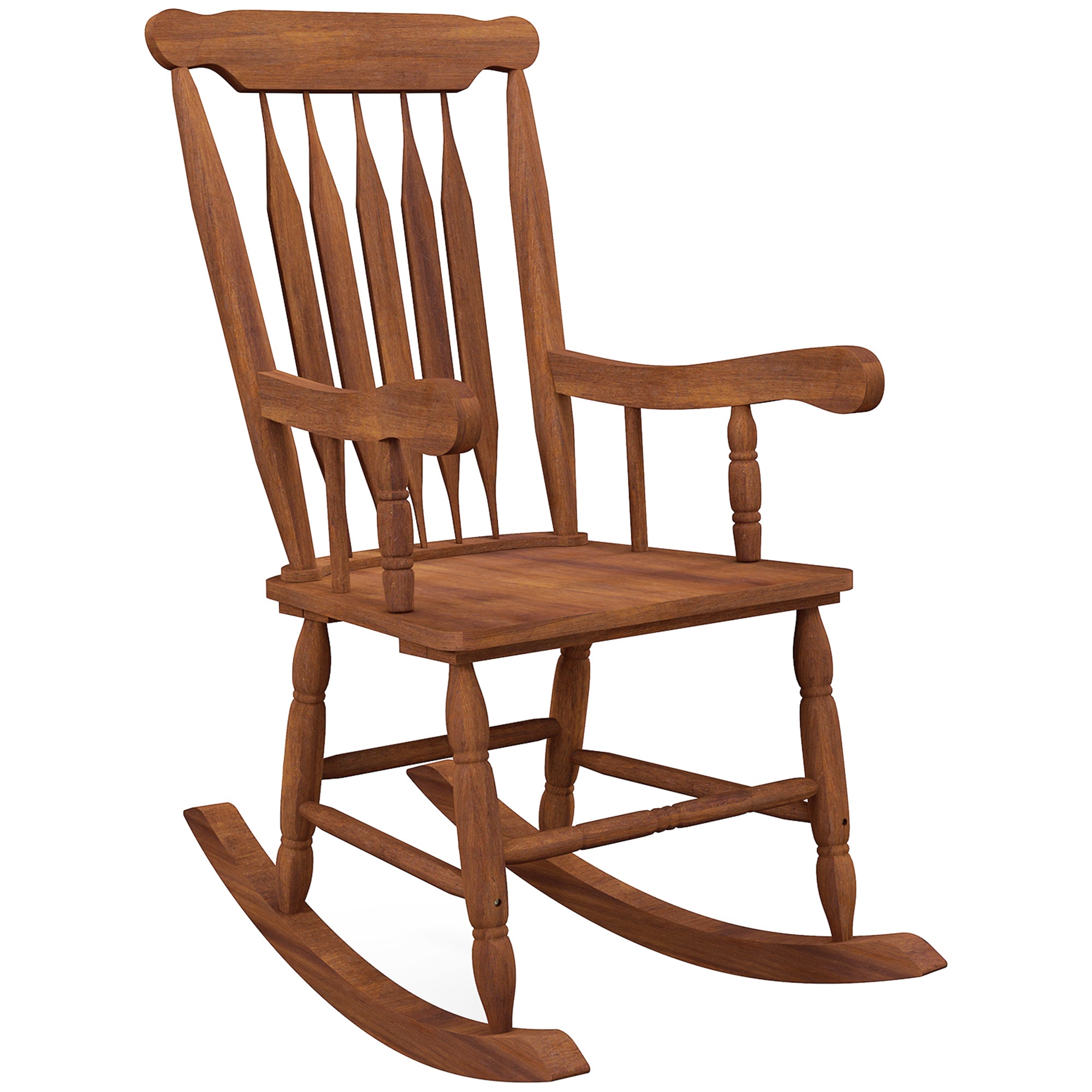 Outsunny Outdoor Wood Rocking Chair, 350 Lbs. Porch Rocker With High Back For Garden, Patio, Balcony, Teak Natural Wood