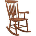 Outsunny Outdoor Wood Rocking Chair, 350 Lbs. Porch Rocker With High Back For Garden, Patio, Balcony, Teak Natural Wood