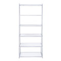 White And Chrome Bookshelf With 6 Shelves 6 White Vertical Wood Metal